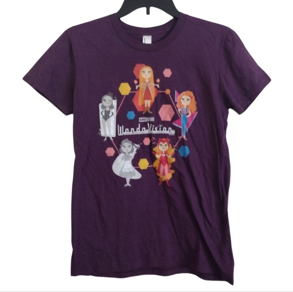 American Apparel Purple Marvel Studios WandaVision Graphic T-Shirt Size Large